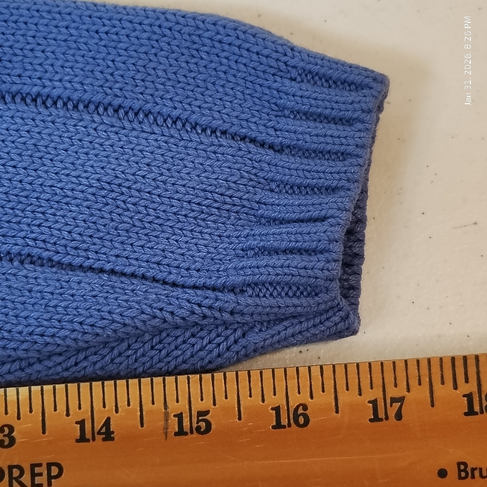 KAREN SCOTT PETITE MEDIUM CROPPED BLUE CABLE KNIT SWEATER‎ - Picture 6 of 8